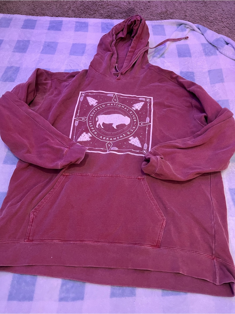 Comfort Colors Maroon Crewneck Hoodie with White Buffalo Print